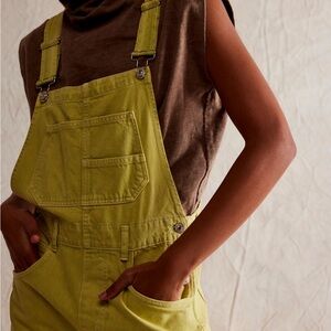 Free People Ziggy Overalls in Sunny Lime size Small.
